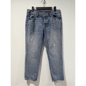 Loft Boyfriend Jeans Womens 33" Cotton Distressed Straight Leg Travel Norm